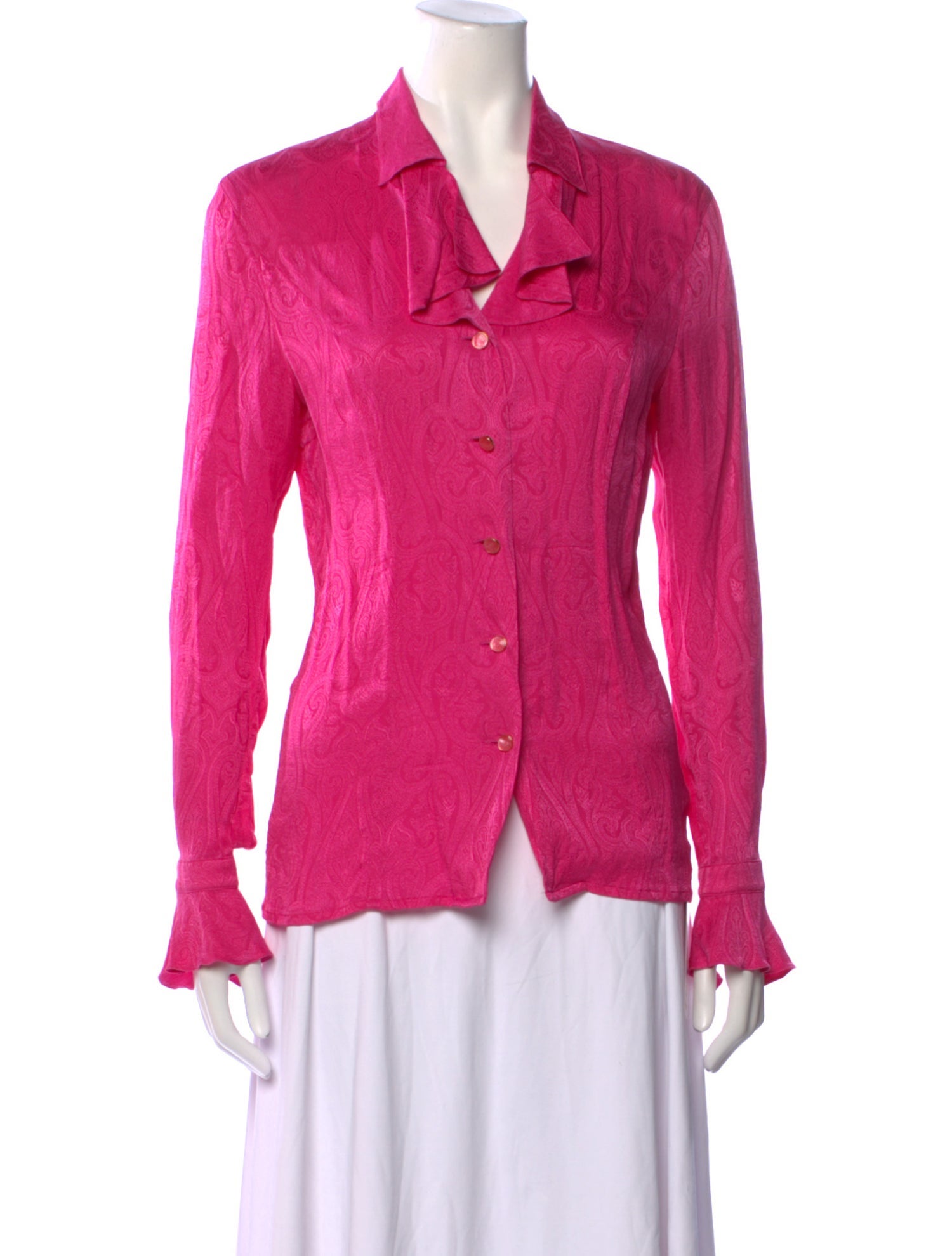 Escada Silk Long Sleeve Button-Up Top